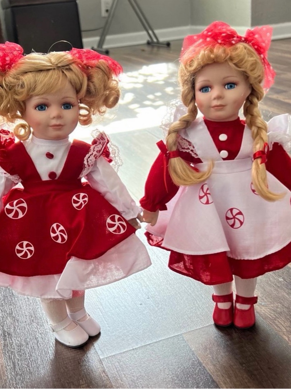 Heritage Red & White Girls' Dolls with Peppermint Aprons